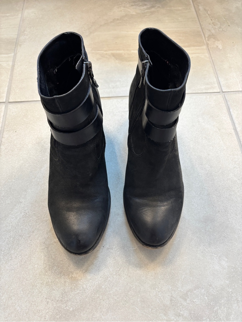 Women's Black Franco Sarto Ankle Boot with Strap Detail